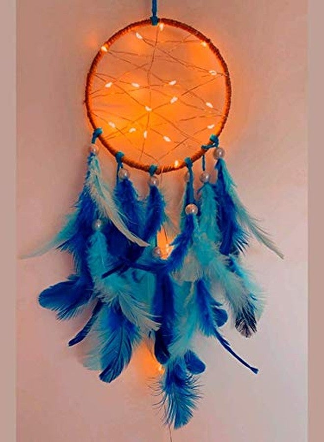 Rooh Dream Catcher~ Sparkle Light with Batter Operated LED Lights ~ Handmade Hangings for Positivity ( Can be Used as Home Decor, Gift, Wall Hangings, Meditation Room, Yoga Temple, Wind Chime & Feather Car Hanging ) - Image 1